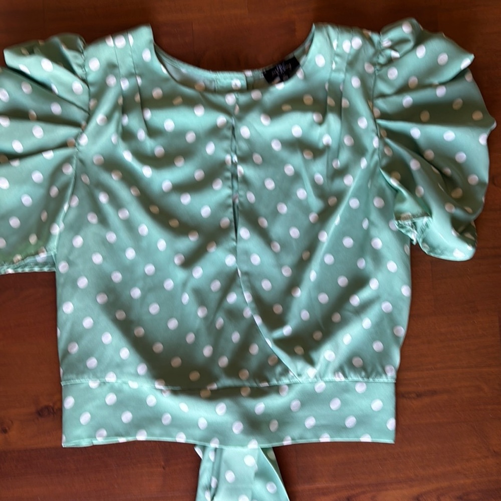 Mint Green Polka Dot Blouse